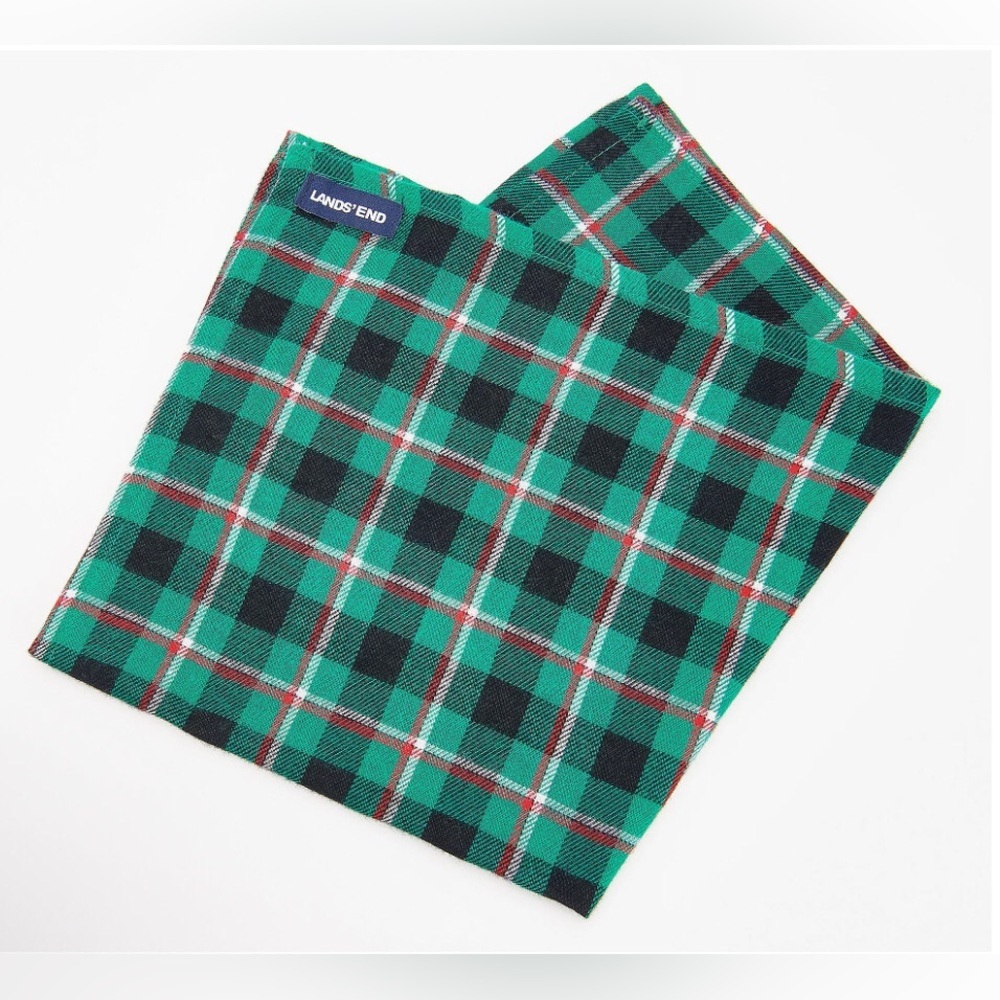 Lands' End Emerald/Check Dog Bandana